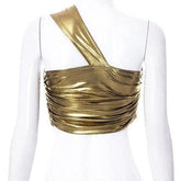 Ausgehöhltes, gerüschtes One-Shoulder-Crop-Top